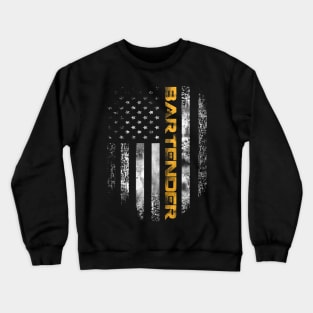 Vintage American Usa Flag Bartender Gift Crewneck Sweatshirt